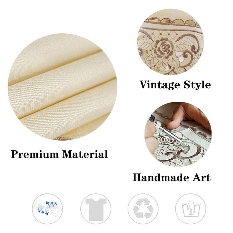 AMZALI Round Table Cloth Flower Embroidered Lace Tablecloth Wrinkle Free & Stain Resistant Fabric Tablecloths Table Cover for Kitchen Dinner (Round 60 inch) - Image 5